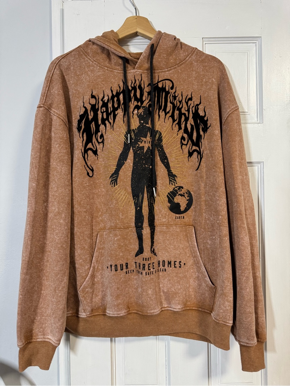 Men's Brown Graphic Crewneck Hoodie Sweatshirt